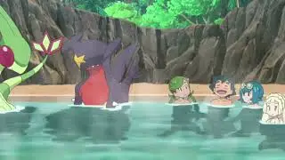 Mallow y Lana tocan a Ash mientras que Lilly observa | Pok&eacute;mon Sol y Luna