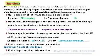 Exercices corrigés action des solutions acides et basiques sur les métaux 3APIC