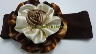 Flor Grande  de Listón Raso,   How To Make A Hair Bow,  Manualidadeslahormig, Diy #336