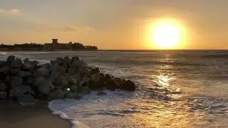 Khoor Al Maireed wild Beach Ras Al Khaimah at the sunset