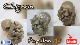 Chignon 3D papillon 🦋| 3D تسريحة بالشبكة للشعر الطويل سهلة و روعة للعرائس  🦋