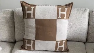 Unboxing + Review: Hermes Avalon pillow, large model color: &Eacute;cru / Camel