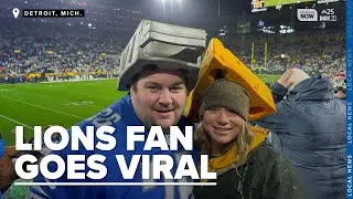 VIRAL MOMENT: Detroit Lions fan goes viral with cheese grater hat at Packers game