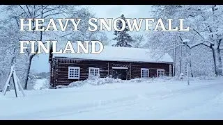 FINLAND: HEAVY SNOWFALL, Walking tour-Winter forest scenery and beautiful neighborhoods.