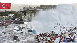 Turkey is Battered AGAIN! Huge waves (15 meter high) tsunami and floods destroyed houses in Istanbul