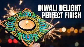 🪔Diwali Delight | Elegant Dot Mandala Tea Light Holder with Brushstroke Art | Festive DIY Tutorial