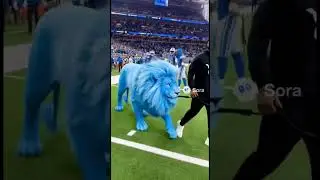 Walking a blue Lion around Ford Field Detroit Lions Game
