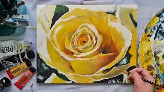 Gorgeous Yellow Rose Acrylic Painting Tutorial by Cheryl Navarro 💛