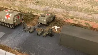 1/72 scale Army Casualty Clearing First Aid Station.  Diorama.  Fictional Madagascan Army