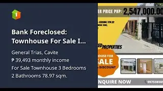 Bank Foreclosed: Townhouse For Sale In Brgy. Bacao General Trias Cavite