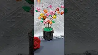 Let's add beautiful flowers to the dry branches, small spring handwork#viralvideo #shortvideo