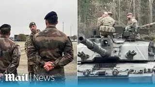 Prince William arrives on challenger tank at Tapa Camp in Estonia