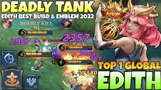 OFFLANER EDITH WITH INSPIRE 100% DEADLY TANK! Edith Best Build 2022 | Top 1 Global Edith | Mlbb