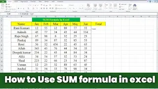 SUM Formula in Excel | How to useSUM function in Microsoft Excel | SUMFormula in Hindi
