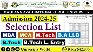 Manuu MBA M.Tech MCA B.A LLB B.Tech Selection List 2024 @UniversityWorld