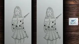 Very Easy Girl Drawing||How To Draw A Girl Wearing Short Dress