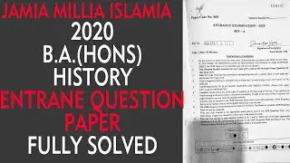 JMI BA(HONS) History 2020 Solved Entrance Question Paper Jamia Millia Islamia