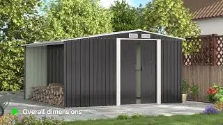 Living and Home Metal Storage Shed with Log Store - PM1018 Video Introduction
