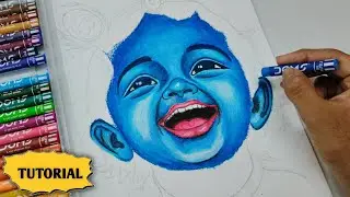 Lord Krishna Drawing , Oil Pastel Drawing Tutorial 😍