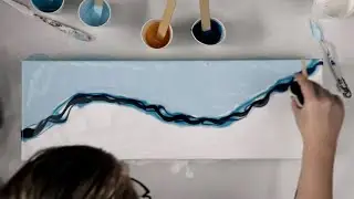(738) STUNNING Blue and Gold Split Color Dutch Pour, Acrylic Pouring Technique