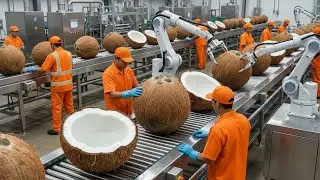 Inside a Modern Coconut Factory - From Hard Shell to Fresh Milk | Process Factory