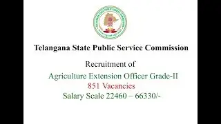Jobs In Telangana State Public Service Commission | Agriculture Extension Officer | Career Guidance
