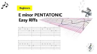 015 Easy Pentatonic Riffs in E minor - Easy Beginners Level - Learn Tablature (TAB)