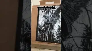 Pintura realista. Tinta acr&iacute;lica branca sobre papel preto. #arte #pintura #realismo