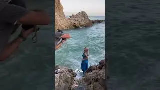 Model swept away by wave #shorts