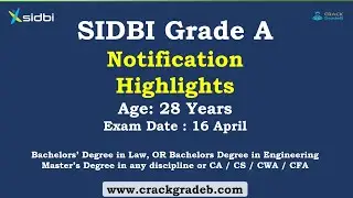SIDBI Grade A officer Notification Out