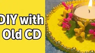  Turn Old CDs into Stunning Diwali Decor ✨ Easy DIY Candle Holder 🪔  #trending  #diwalidecoration 