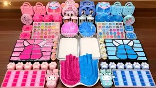 Slime Mixing Pink vs Blue Glossy Slime