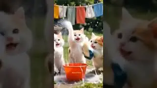 Kittens Doing Laundry Fun @ChowCritters #trending #funny #comedy #cartoon #shorts #dudhupienge