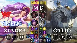 WE yimeng Syndra vs Galio Mid - KR Patch 10.19