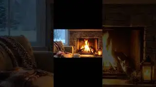 Cozy Fireplace 🔥 Falling Snow ❄️ Relaxing Winter Ambience