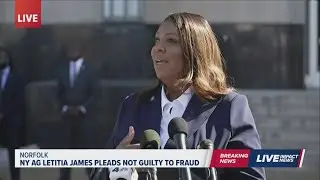 NY Attorney General Letitia James holds press conference after pleading not guilty in Norfolk federa