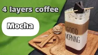 Mocha coffee at home | how to make a beautiful layer mocha #drinkland#mocha#coffee