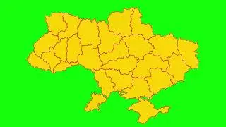 Map of Ukraine with Krimea Green Screen Khroma Key animation - Карта Украины на зелёном фоне