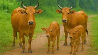 A herd of village cows is gathering
