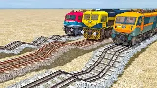 😱IMPOSSIBLE😱 3 TRAINS RUNNING ON RISKY RAILWAY TRACKS | Most Dangerous Railroad Tracks | Train Game