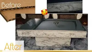 HOW TO: MAKE A GLASS TABLE OUT OF CARDBOARD|| DIY|| HOME DECOR