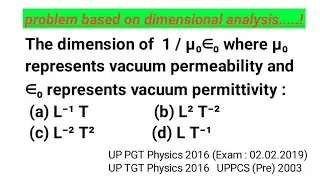 The dimension of 1/&micro;₀&isin;₀  where &micro;₀ represents vacuum permeability and &isin;₀ represents vacuum permittivi