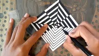 Drawing Geometric Optical Illusion - tutorial seni menggambar 3D pada kertas
