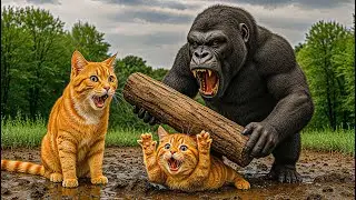 Brave Mama Cat & Kitten 🐱🐾 Team Up with Animals to Save Gorilla 🦍
