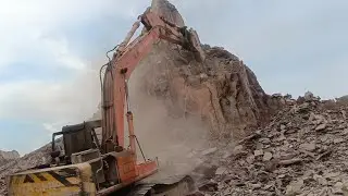 EXCAVATOR POWER: Breaking a Hill like a Pro!&rdquo; #excavators #stonemachinery #jcb #mining #drilling