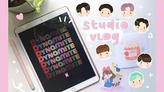 studio vlog ep.02 💜 BTS dynamite stickers, acnh stickers, and art prints!