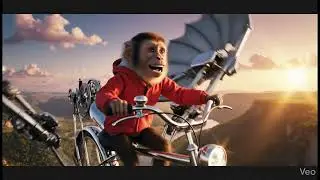 Monkey flying on cycle 