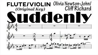 SUDDENLY solo Flute Violin Olivia Newton John Sheet Music Backing Track Play Along Partitura