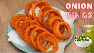 CRISPY Onion Rings + Yogurt Garlic Dip  [Super Easy recipe STEP by STEP]