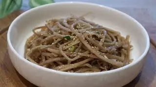 Korean side dish (banchan): stir fried sweet potato stems (goguma julgi bokkeum) namul